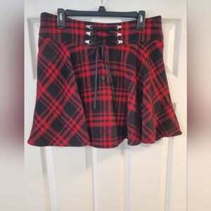 Plaid Lace-Up Circle Skirt